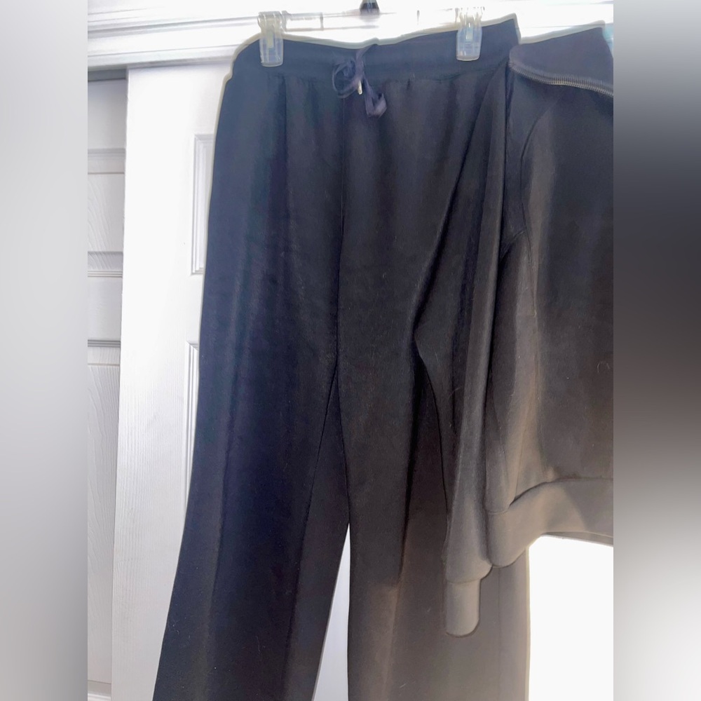 Anrabess Two Piece Sweatsuit, Lounge/Travel Set Black Large Quarter Zip Top - Picture 10 of 13